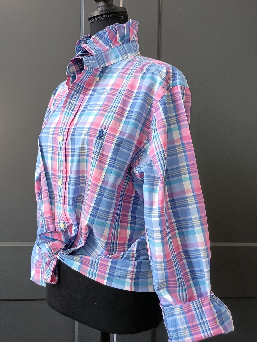 Upcycled Women's Ralph Lauren Ruffled Collar Shirt #140